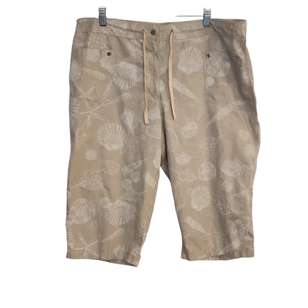 Sun Bay Tan Seashell Motif Capri Pants, PXL